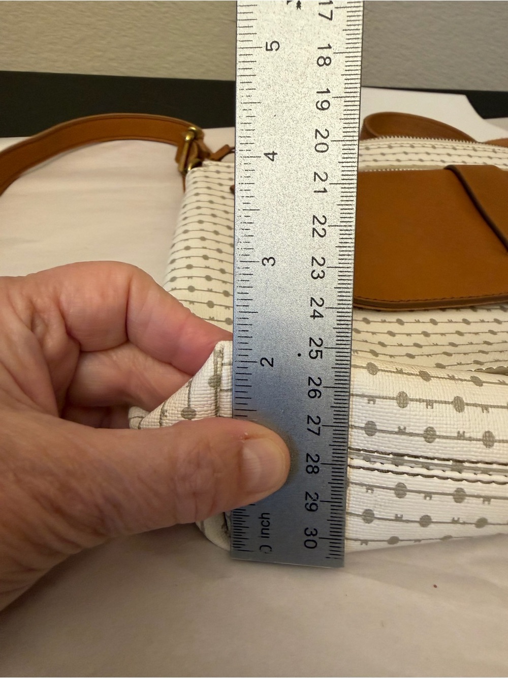Fossil Cream & tan leather textured Crossbody with Tan Leather Trim & canvas - Picture 16 of 16